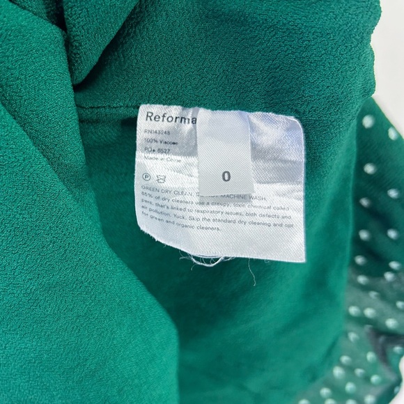 Reformation Beatrice Green Polka Dot Long Sleeve Square Neck Mini Dress Size 0 - Picture 7 of 7